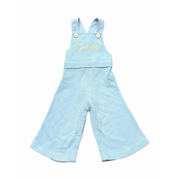 The Unbranded Brand Other - VTG Toddler Boys Overalls Blue Train Size 12 Months 70s